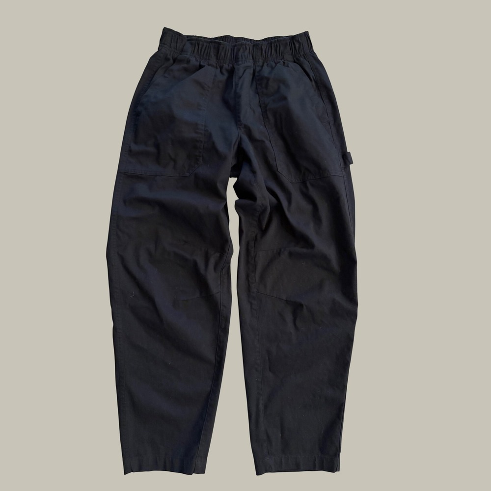 Old Navy Pulla Utility Pants Black High Rise Comfort Waist Small Barrel Leg
